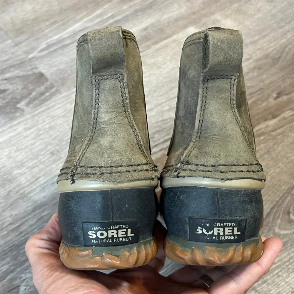 Sorel Out N About Chelsea Waterproof Leather Rubber Duck Boots Brown NL2410-214